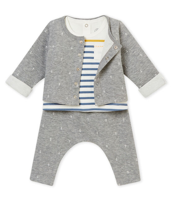 Coordinato tre pezzi in tubique jacquard bebé maschio grigio SUBWAY/bianco MULTICO