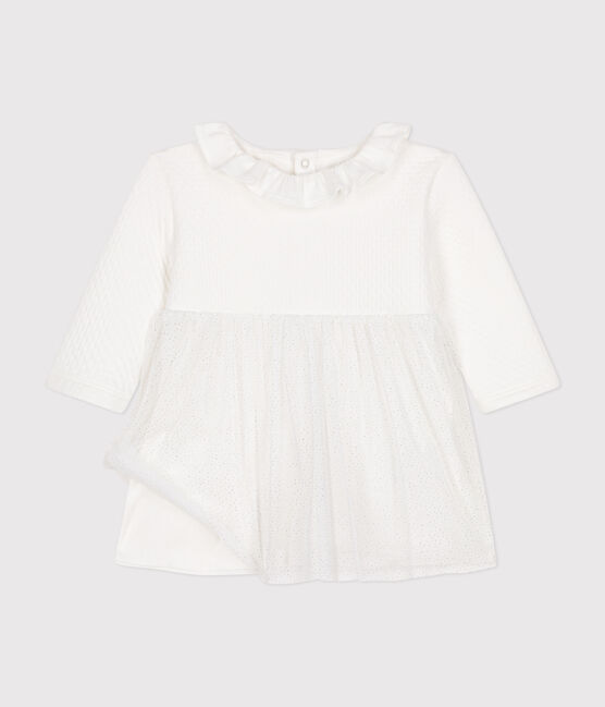 Abito in tubique e tulle neonato bianco MARSHMALLOW/grigio ARGENT