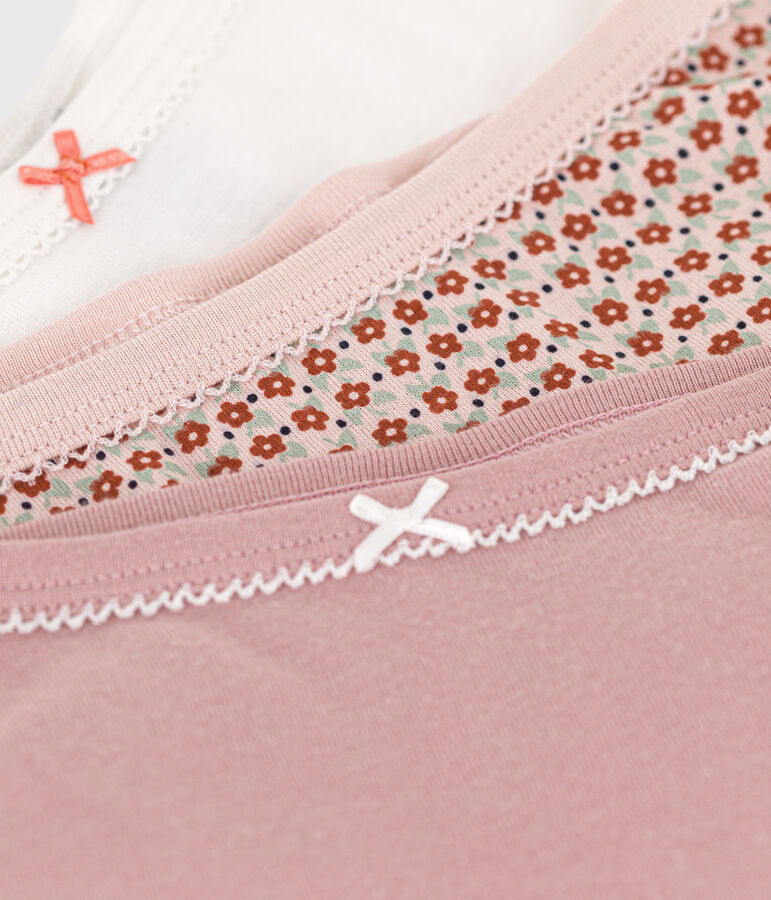 Confezione da 3 slip in cotone bambina motivo fiore multicolore