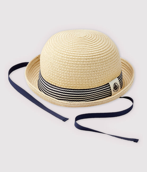 Cappello rotondo in paglia beb&egrave; maschio rosa