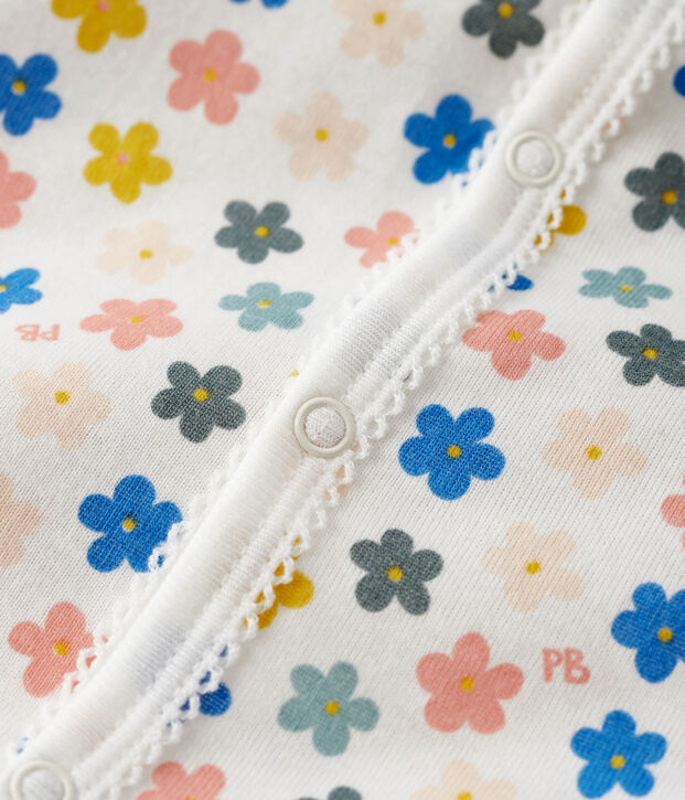 Tutina corta fosforescente beb&egrave; in cotone bianco/multicolore