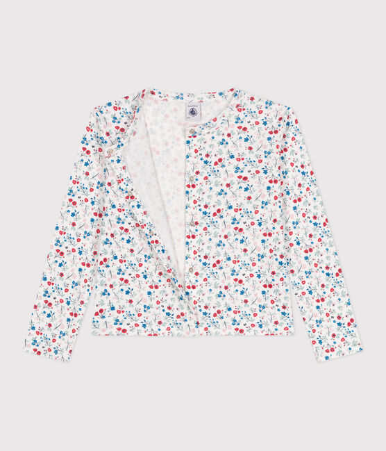 Cardigan in cotone a fiori bambina bianco MARSHMALLOW/bianco MULTICO