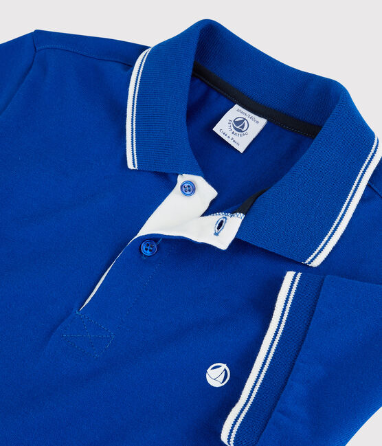 Polo manica corta in jersey bambino blu SURF