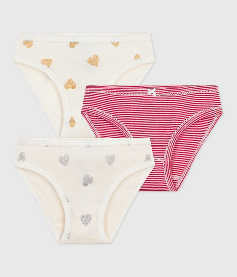 Set di slip in cotone con cuori stampati bambina multicolore