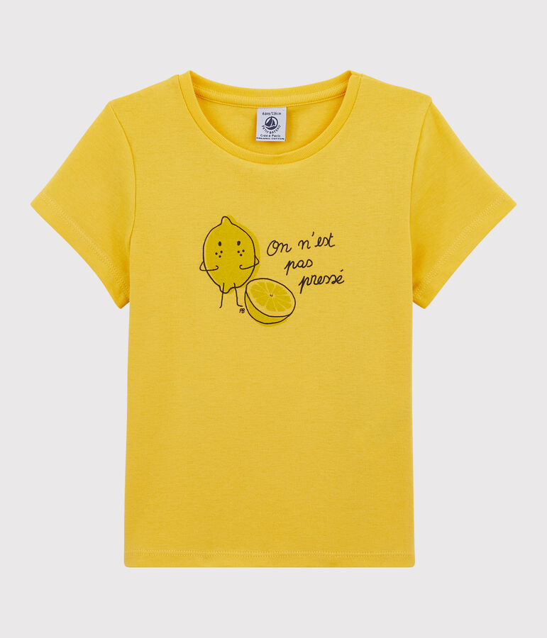 T-shirt a maniche corte in cotone bambina giallo