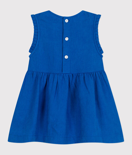 Abito senza maniche in lino neonata blu PORCELANA