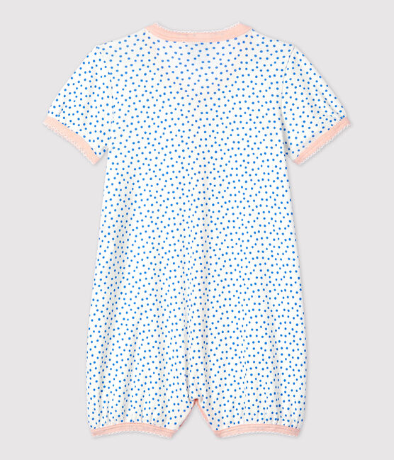 Tutina corta fantasia pois bebè in cotone biologico bianco MARSHMALLOW/blu BRASIER