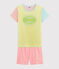 Pigiama a righe multicolori corto bambina a costine giallo SUNNY/bianco MULTICO