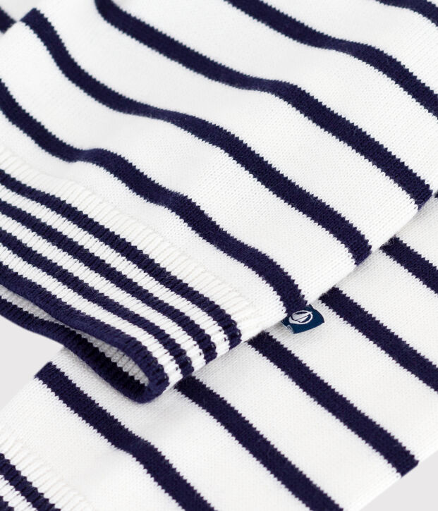Pullover marinaro in cotone a righe bambino blu/blu