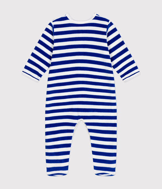 Pigiama di Natale in velluto neonato blu CALVIN/ MARSHMALLOW