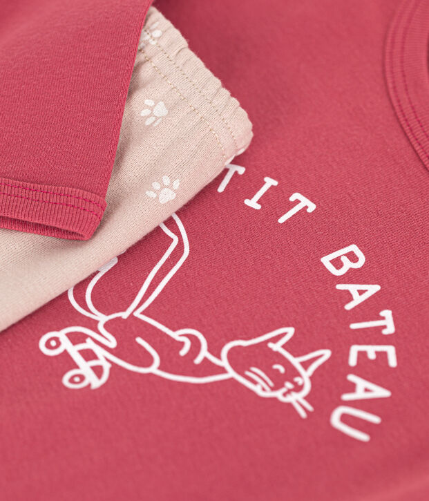 Pigiama bambino a maniche lunghe in cotone rosa/multicolore