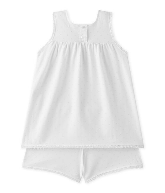 Pigiama corto bambina a pois tono su tono bianco ECUME