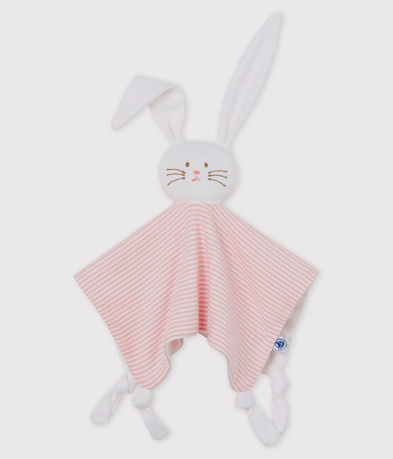 Doudou a costine, il tessuto emblematico di Petit Bateau. rosa CHARME/bianco MARSHMALLOW
