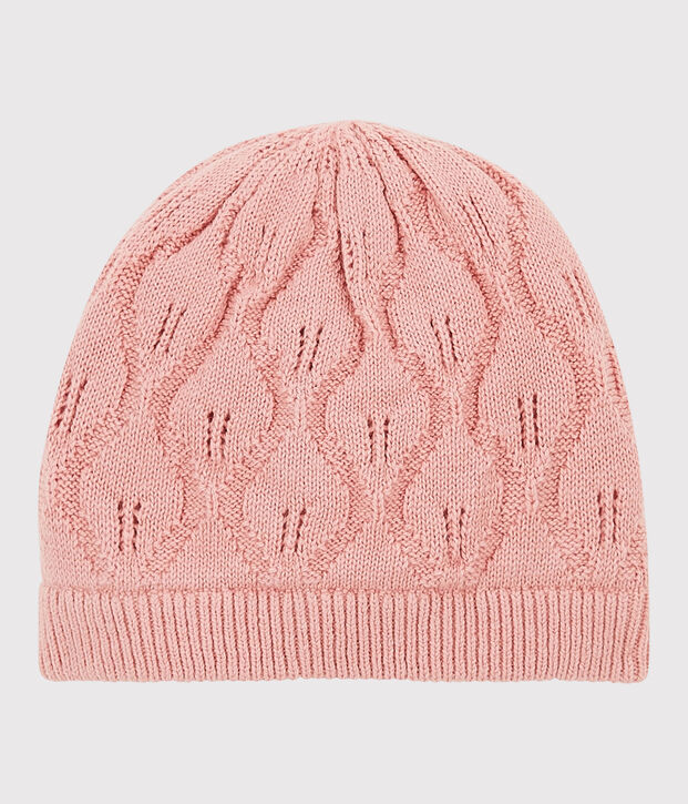 Cappellino in lana e cotone per beb&egrave;. rosa