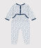 Tutina pigiama neonato in ciniglia bianco ECUME/bianco MULTICO