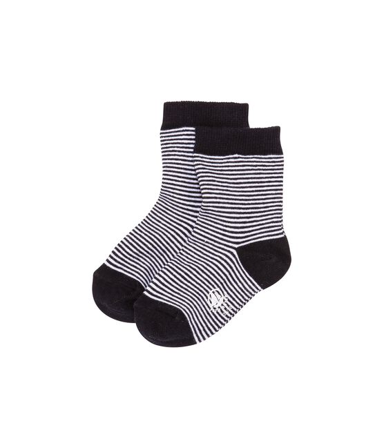Calze millerighe blu ABYSSE/beige COQUILLE
