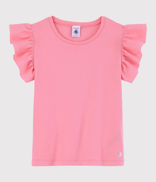 T-shirt a maniche corte in cotone bambina rosa