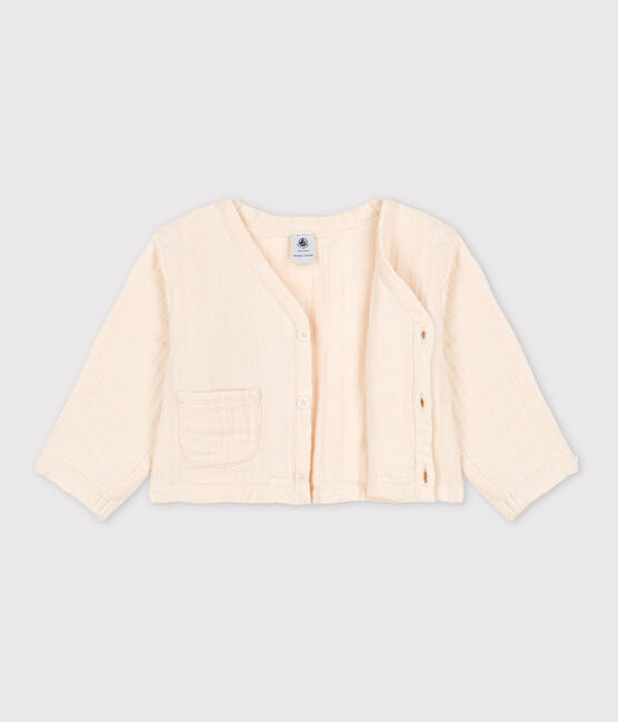 Cardigan in garza di cotone per neonati ecru AVALANCHE