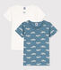 Confezione da 2 t-shirt maniche corte, fantasia uccellini, bambina in cotone