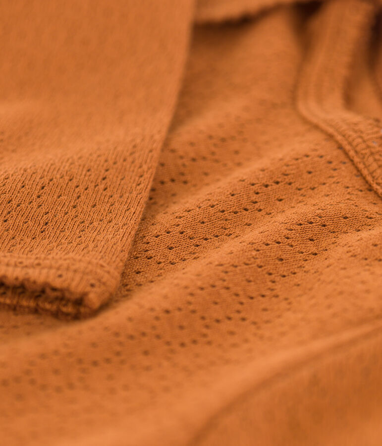 Body a maniche lunghe beb&egrave; in maglia traforata marrone ECUREUIL