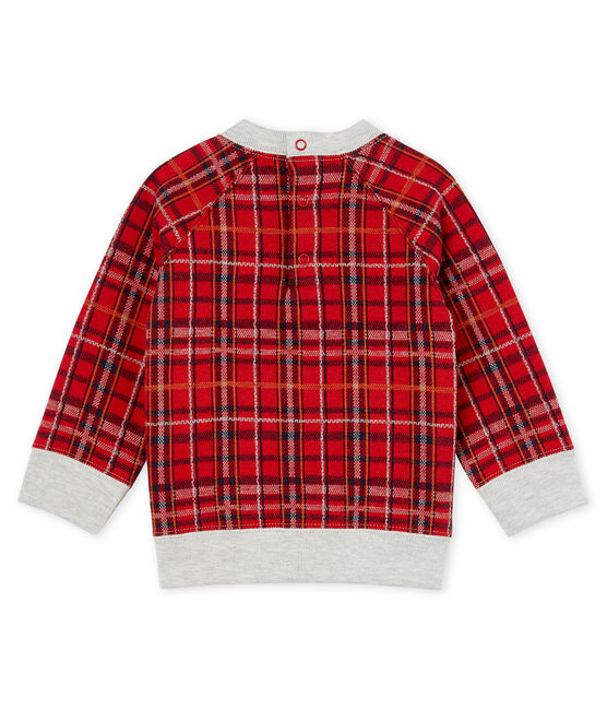 Felpa bebè maschio in maglia a scacchi rosso TERKUIT/bianco MULTICO CN