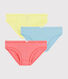 Confezione da 3 slip traforatti colorati bambina in cotone biologico