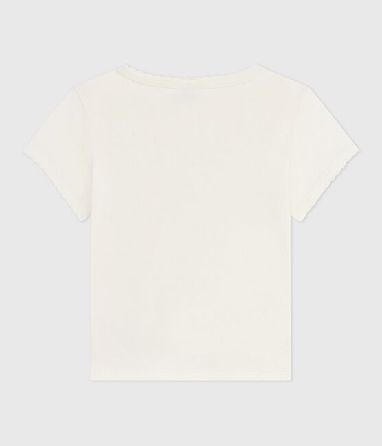 T-shirt a maniche corte con stampa bambina ecru MILK