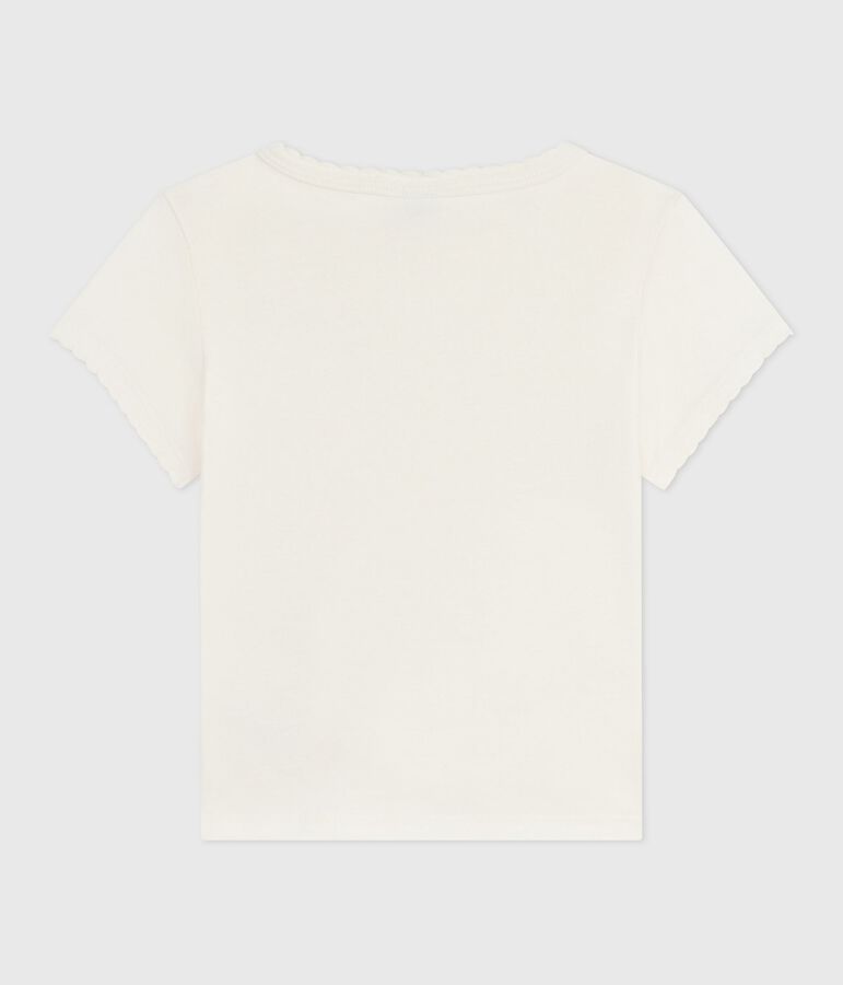 T-shirt a maniche corte con stampa bambino ecru