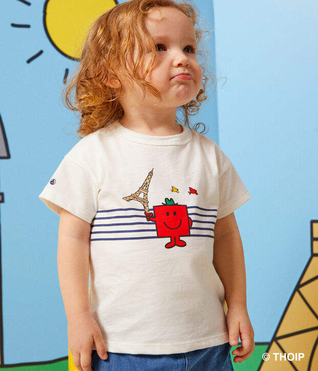 T-shirt Monsieur Madame in cotone neonato bianco