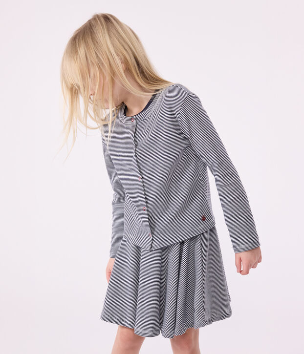 Cardigan in cotone a righe bambina blu/bianco