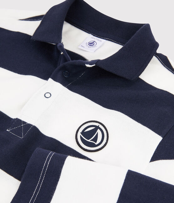 Polo a manica lunga bambino blu SMOKING/bianco MARSHMALLOW