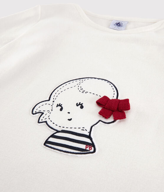 T-shirt a maniche corte in cotone bambina bianco MARSHMALLOW