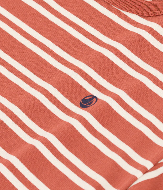 T-shirt a righe in jersey bambino marrone/ecru