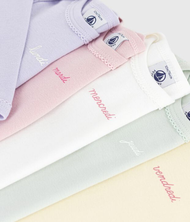 Set di body a maniche lunghe in cotone con i giorni della settimana neonato multicolore