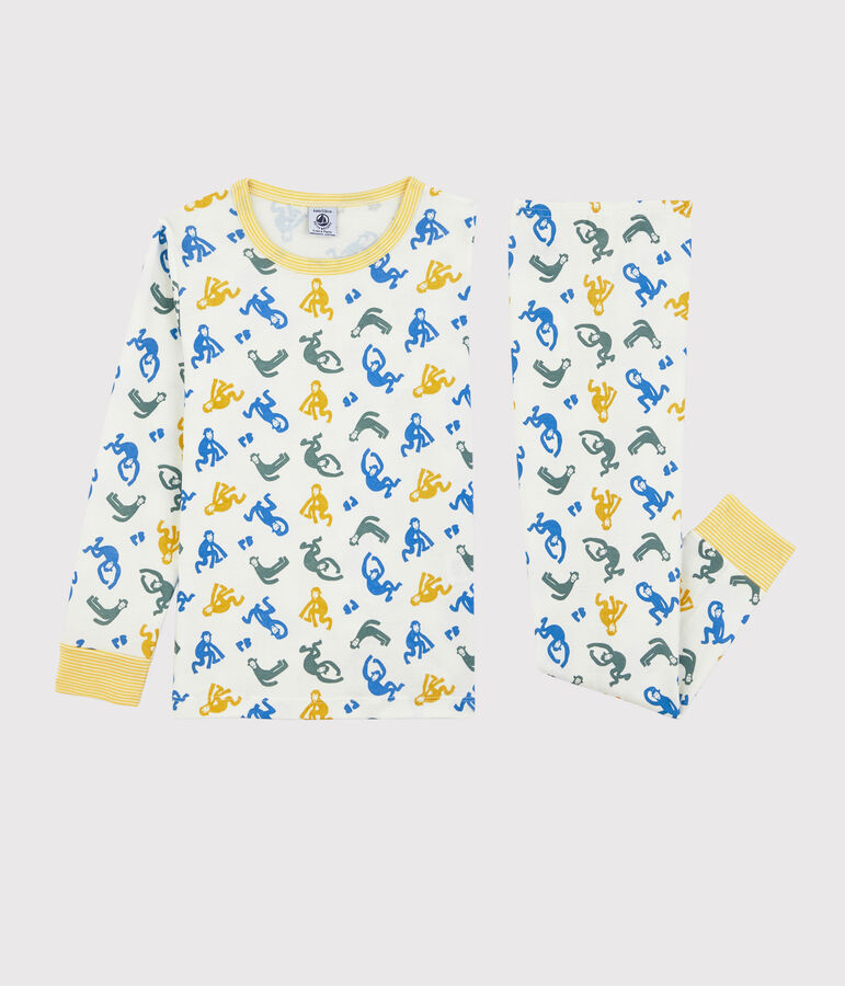 Pigiama scimmie fosforescenti bambino in cotone bianco/multicolore