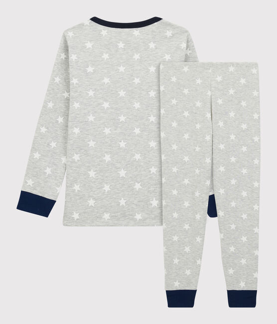 Pigiama bambino fantasia a stelle in cotone grigio BELUGA/bianco MARSHMALLOW