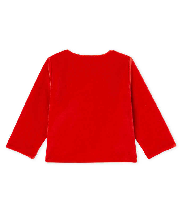 Cardigan beb&egrave; femmina in maglia di velluto rosso