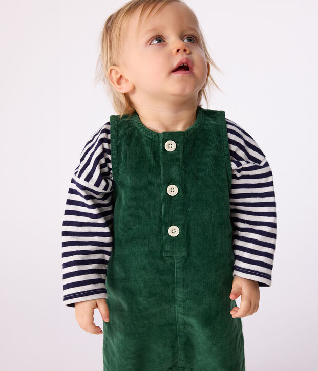 Tutina lunga in ciniglia tinta unita neonato verde