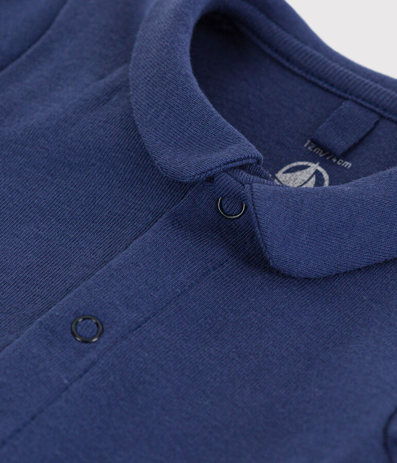 Body beb&egrave; a manica corta con colletto in cotone blu