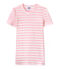 T-shirt donna in costina originale 1x1 rigata rosa BABYLONE/bianco MARSHMALLOW
