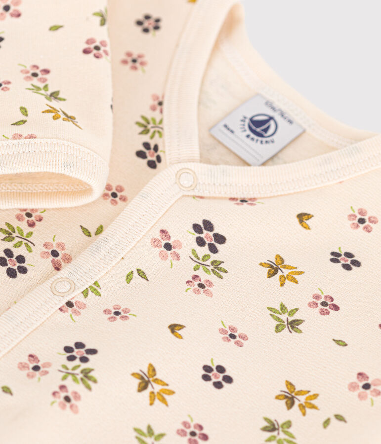 Pigiama in tessuto felpato spazzolato con stampa a fiori neonato bianco AVALANCHE/ MULTICO