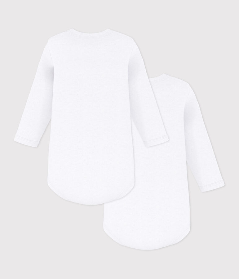 Confezione da 2 body bianchi a manica lunga beb&egrave; multicolore