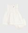 Abito senza maniche in cotone tinta unita ricamato, con bloomer abbinato neonata bianco ECUME