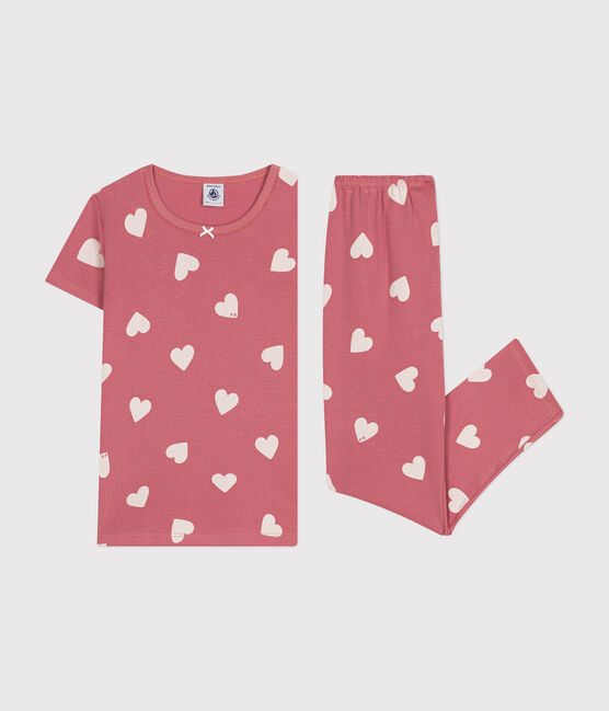 Pigiama in cotone con stampa motivo cuore bambino rosa ROSEWOOD/ AVALANCHE