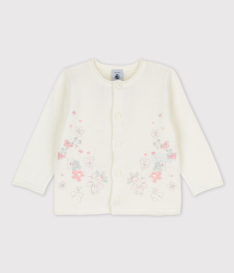 Cardigan in tricot jersey cotone/lino beb&egrave; femmina bianco