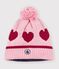 Cuffietta in maglia jacquard foderata in pile bambino rosa/rosso