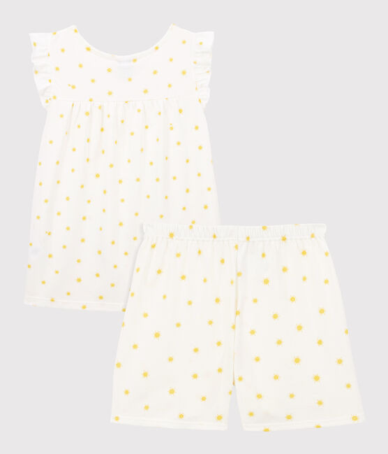Pigiama corto con soli bambina in cotone bianco MARSHMALLOW/ ORGE