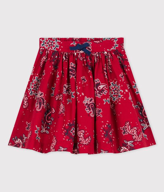 Gonna bambina in popeline fantasia rosso TERKUIT/bianco MULTICO
