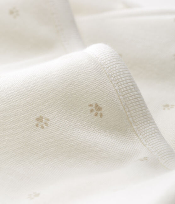 Tutina lunga bebè a costine in ovatta bianco MARSHMALLOW/grigio SOURICEAU CN