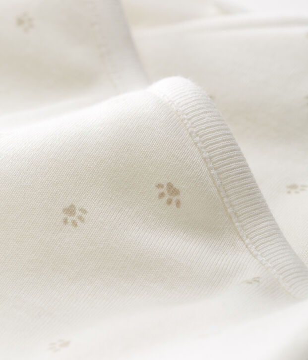 Tutina lunga beb&egrave; a costine in ovatta bianco/grigio